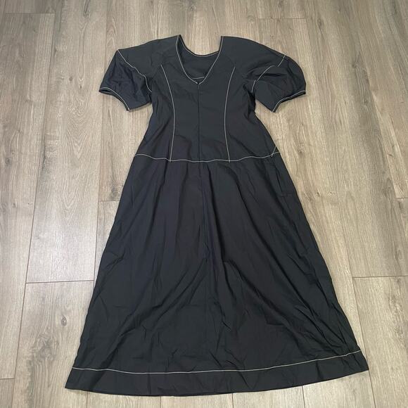 Madewell Puff Sleeve Drop Waist Short Sleeve Midi Dress US Women's 2 New - Picture 4 of 8